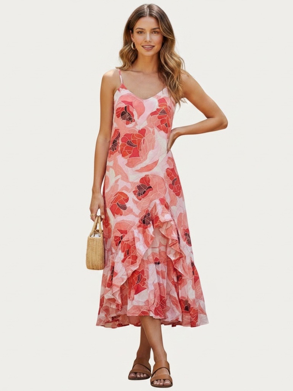 Billabong | NWT Floral maxi spaghetti strap v-neck partial lined sundress